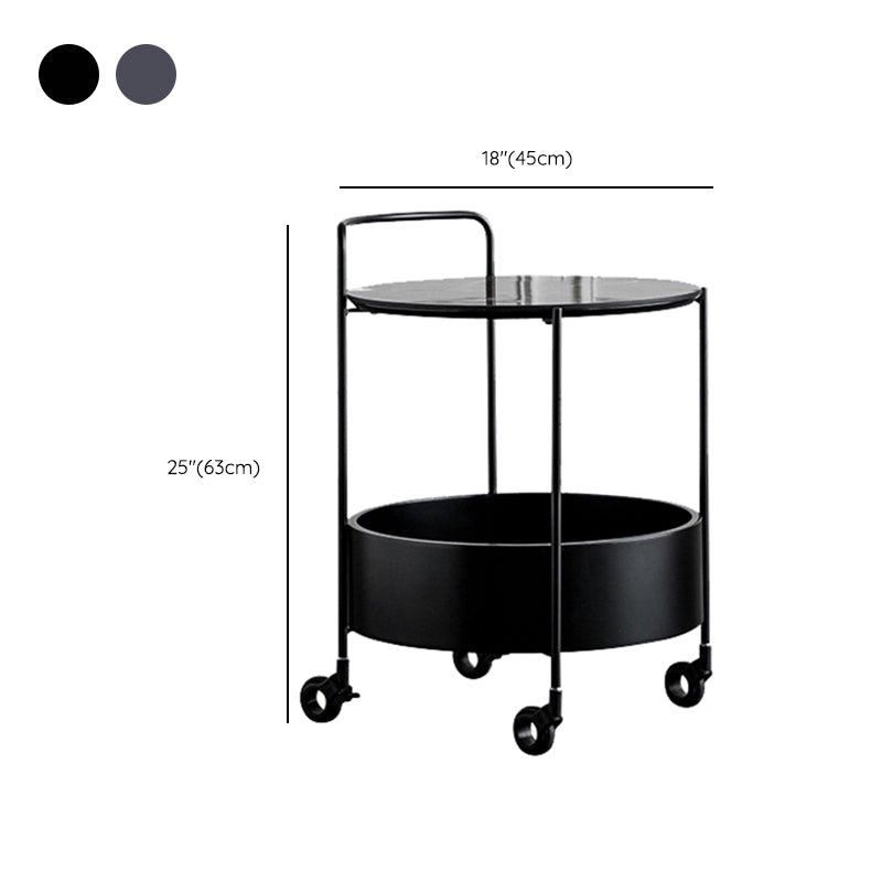 Contemporary Corner Table Round Wood Side Table with Storage