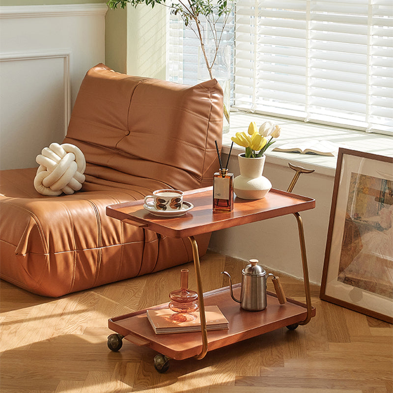 Contemporary Corner Table Rectangular Wood Side Table with Storage