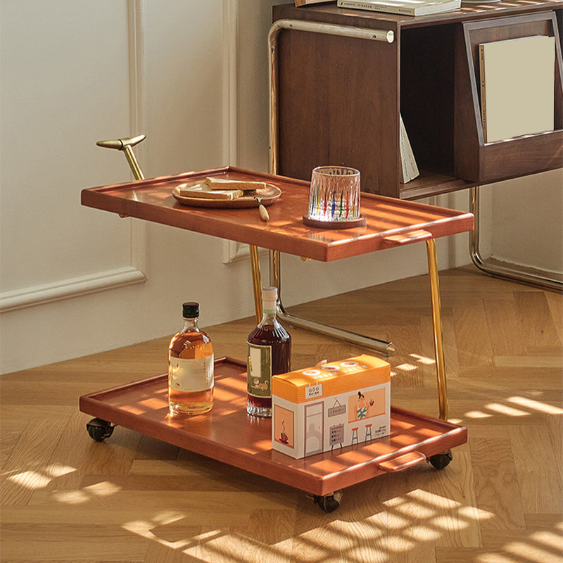 Contemporary Corner Table Rectangular Wood Side Table with Storage