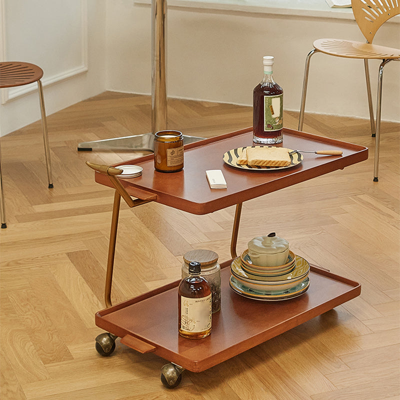 Contemporary Corner Table Rectangular Wood Side Table with Storage