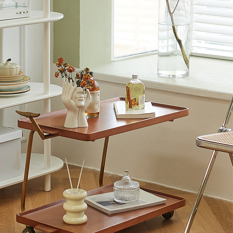 Contemporary Corner Table Rectangular Wood Side Table with Storage