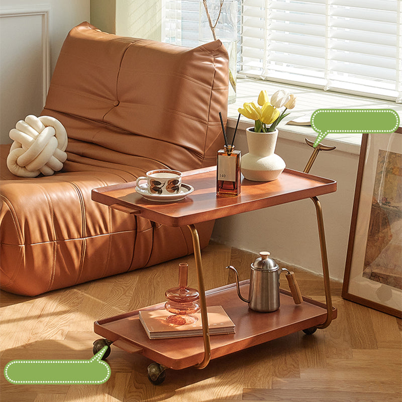 Contemporary Corner Table Rectangular Wood Side Table with Storage