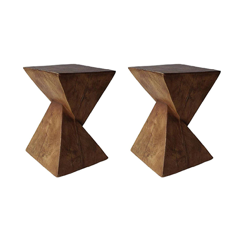 12" Wide Contemporary Corner Table Square Wood Distressed Side Table