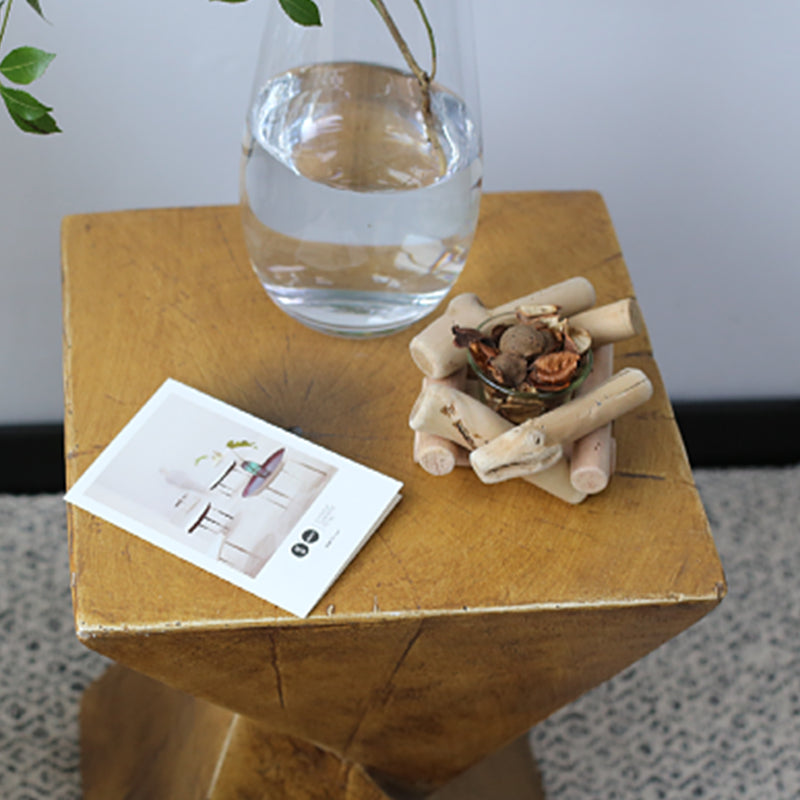 12" Wide Contemporary Corner Table Square Wood Distressed Side Table