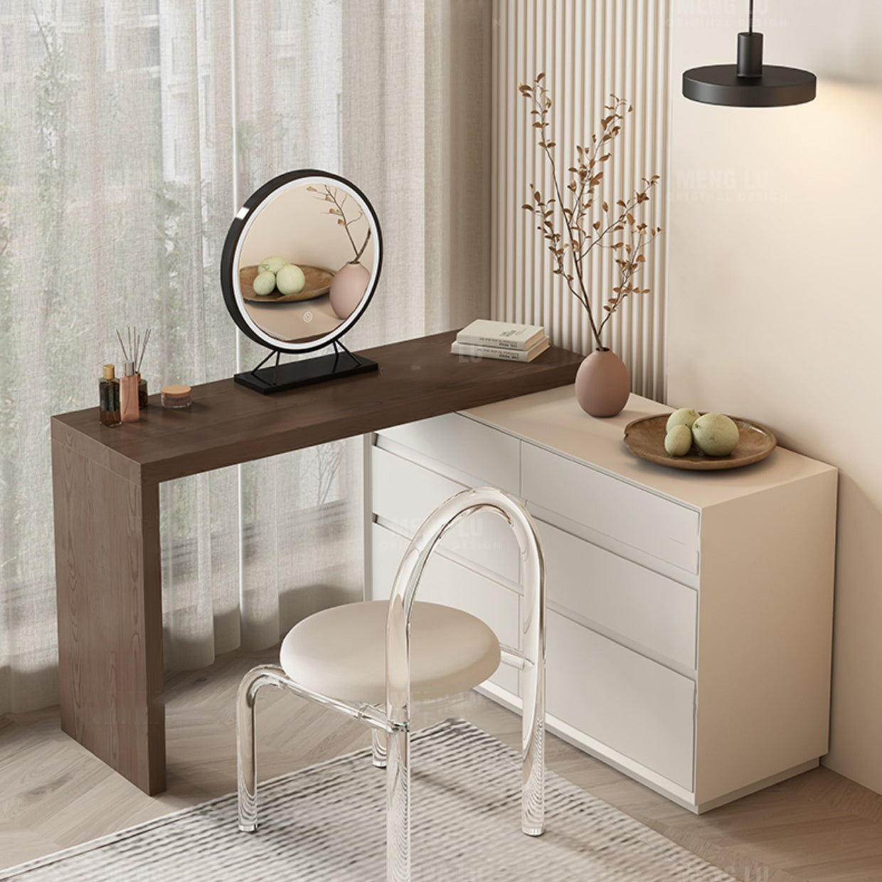 Traditional Makeup Vanity Desk Wooden Bedroom Make-up Vanity with Drawer