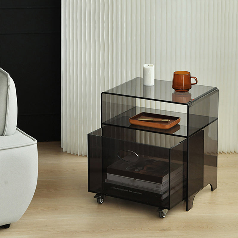 12" Wide Contemporary Corner Table Acrylic End Table with Storage