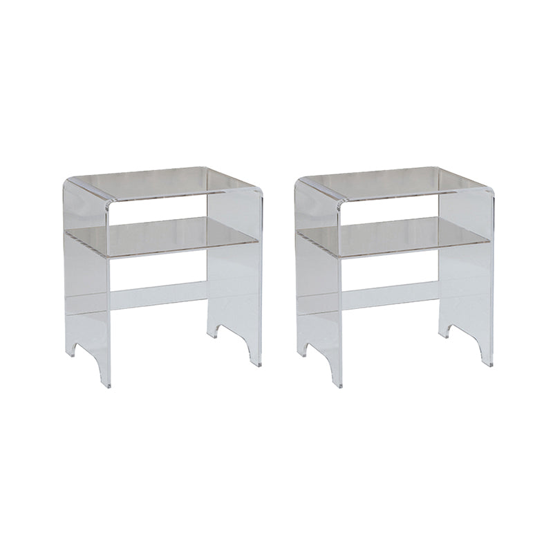 12" Wide Contemporary Corner Table Acrylic End Table with Storage