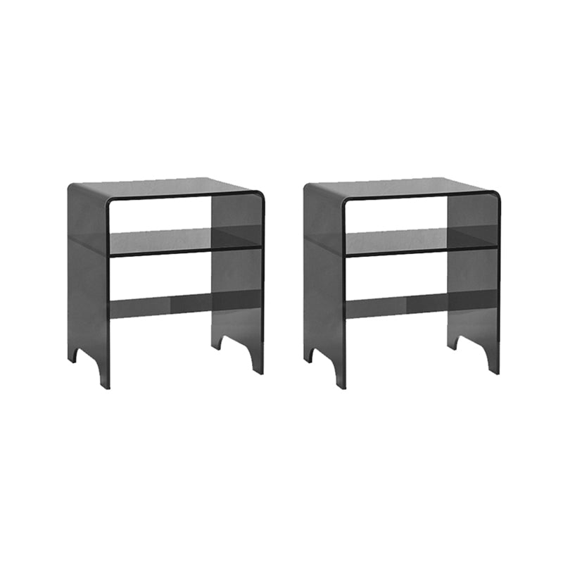 12" Wide Contemporary Corner Table Acrylic End Table with Storage