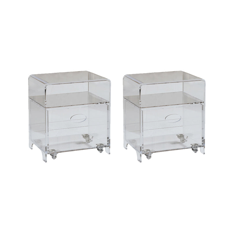 12" Wide Contemporary Corner Table Acrylic End Table with Storage