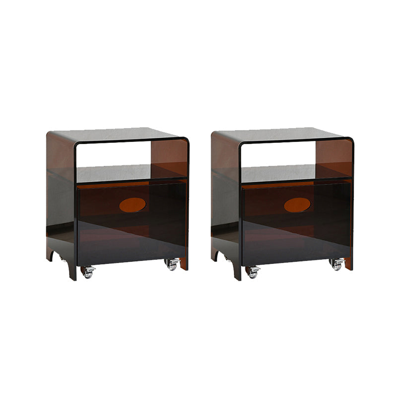 12" Wide Contemporary Corner Table Acrylic End Table with Storage