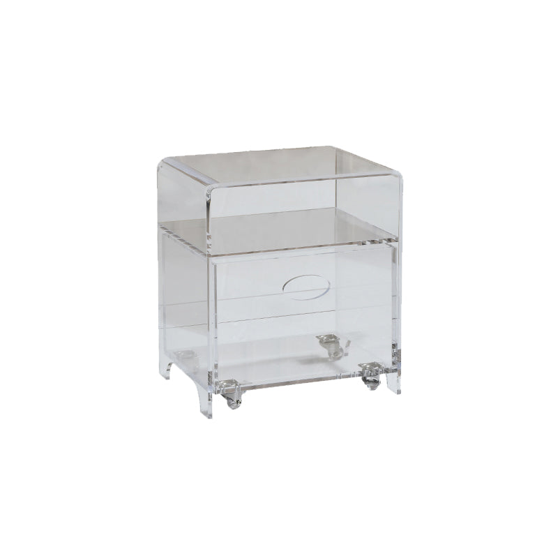 12" Wide Contemporary Corner Table Acrylic End Table with Storage
