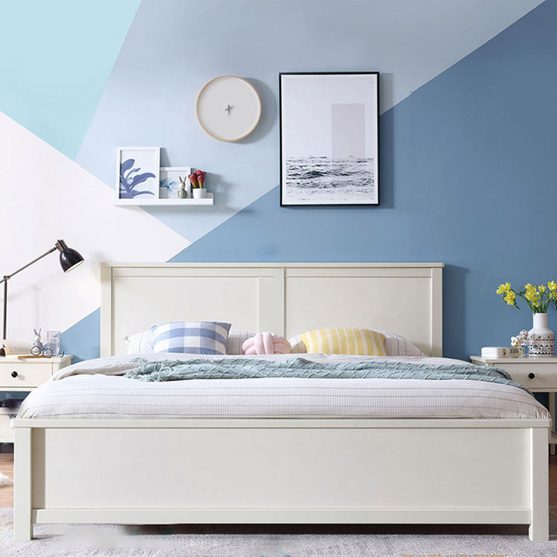 Rectangular Solid Color Panel Bed Scandinavian Standard Bed with Headboard
