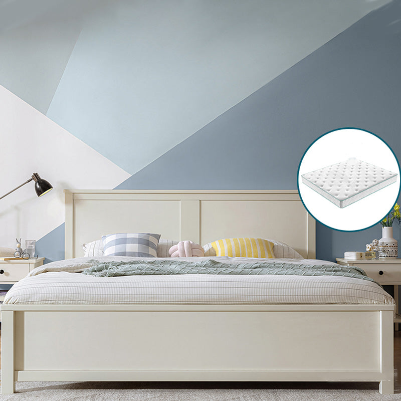 Rectangular Solid Color Panel Bed Scandinavian Standard Bed with Headboard
