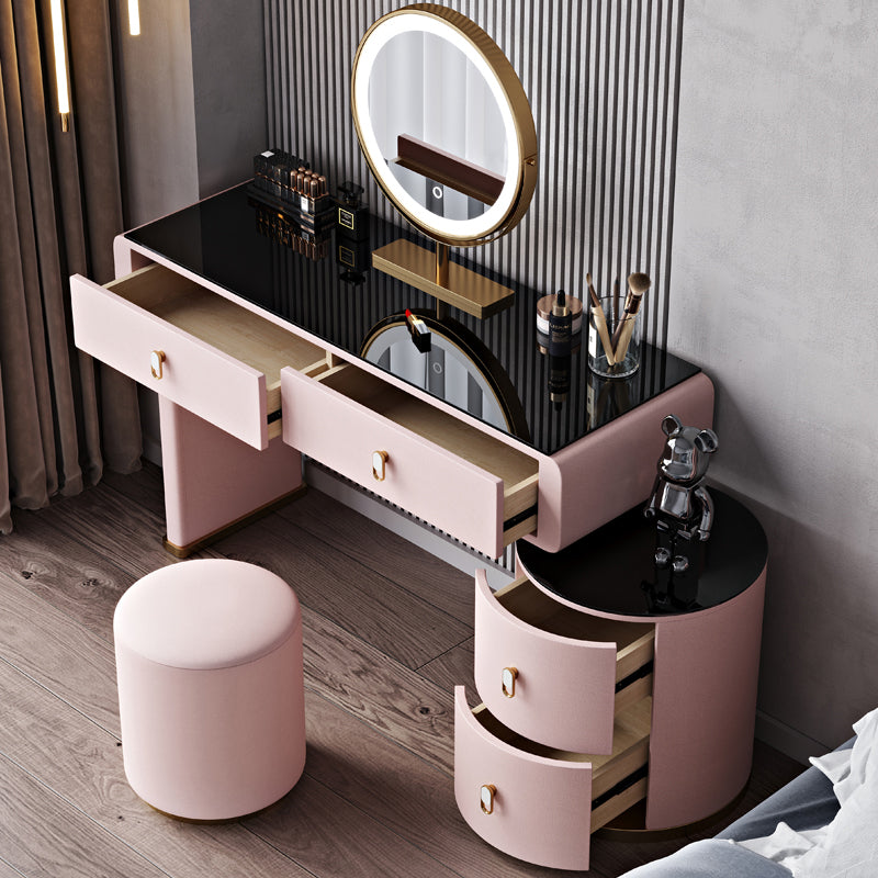Light Glass Top Makeup Vanity Desk Storage Box Makeup Vanity Set