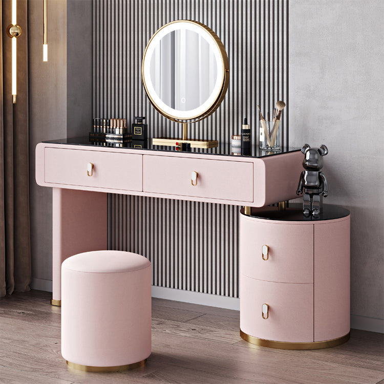 Light Glass Top Makeup Vanity Desk Storage Box Makeup Vanity Set