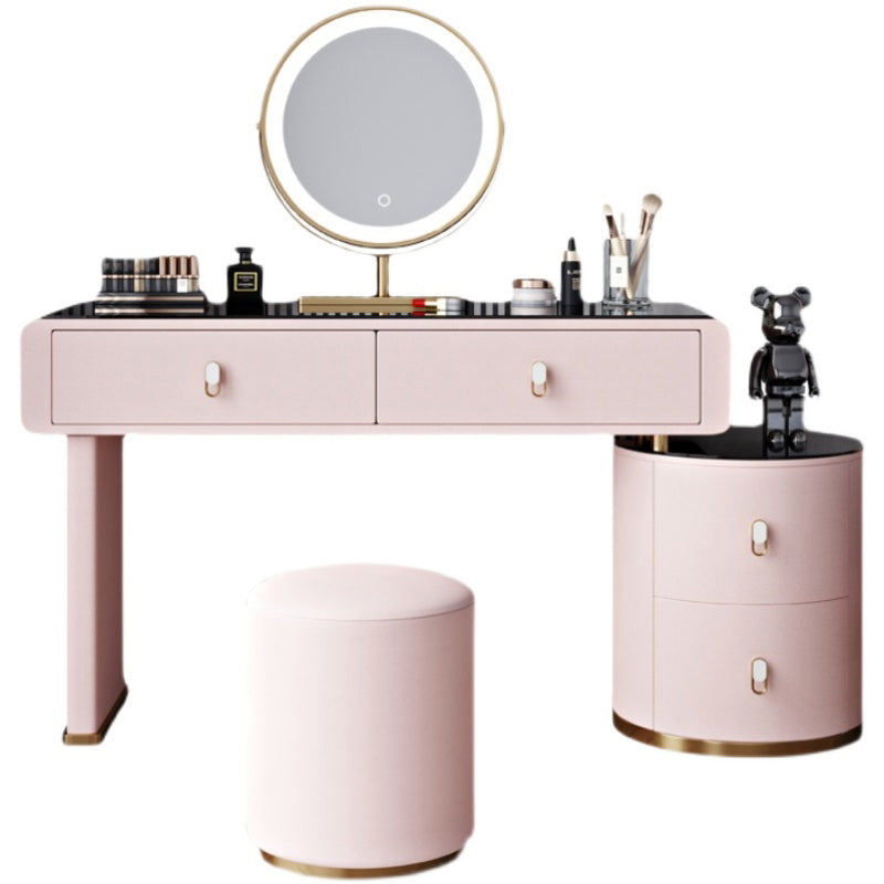 Light Glass Top Makeup Vanity Desk Storage Box Makeup Vanity Set