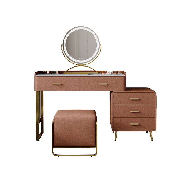 Solid Wood Makeup Vanity Desk Lighted Mirror Dressing Table Stool Set