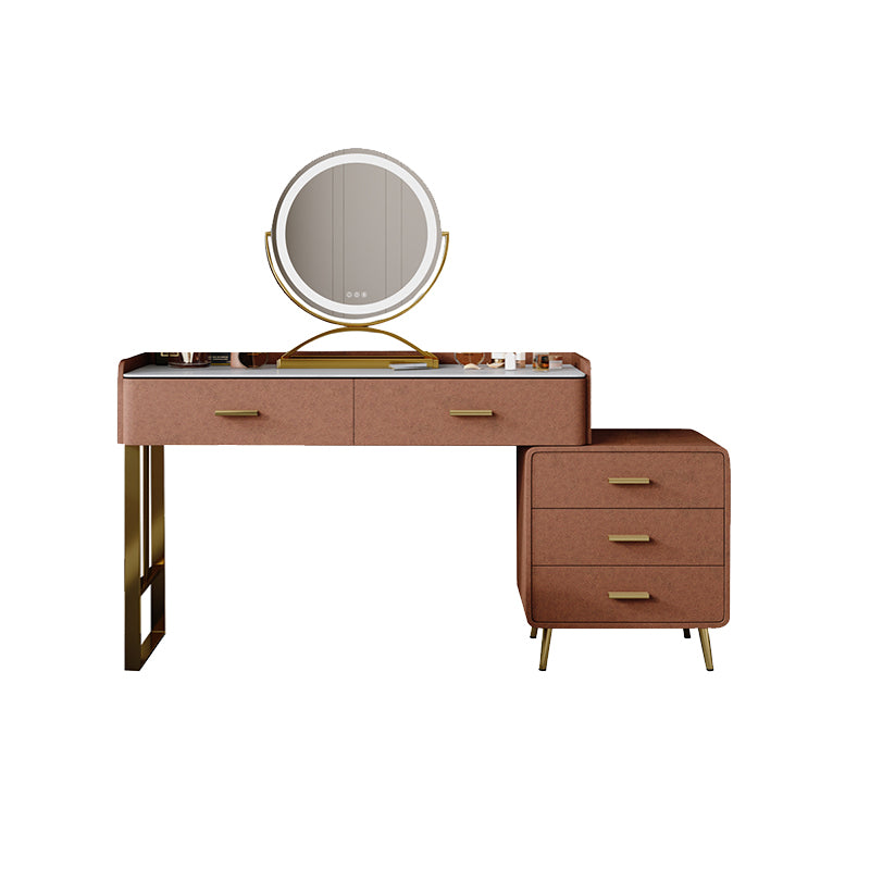 Solid Wood Makeup Vanity Desk Lighted Mirror Dressing Table Stool Set