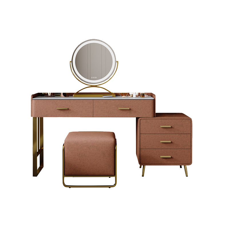Solid Wood Makeup Vanity Desk Lighted Mirror Dressing Table Stool Set
