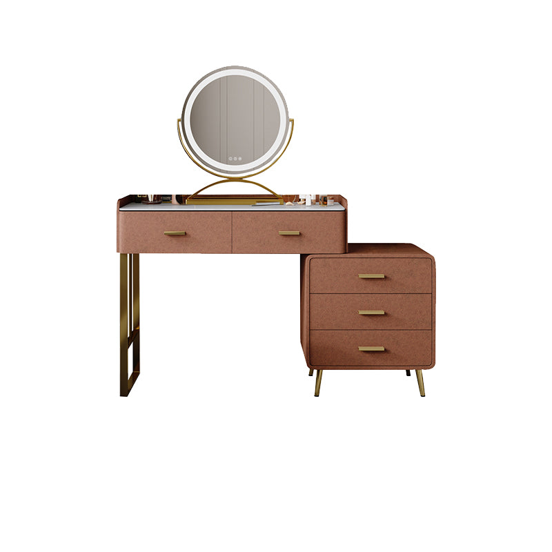 Solid Wood Makeup Vanity Desk Lighted Mirror Dressing Table Stool Set