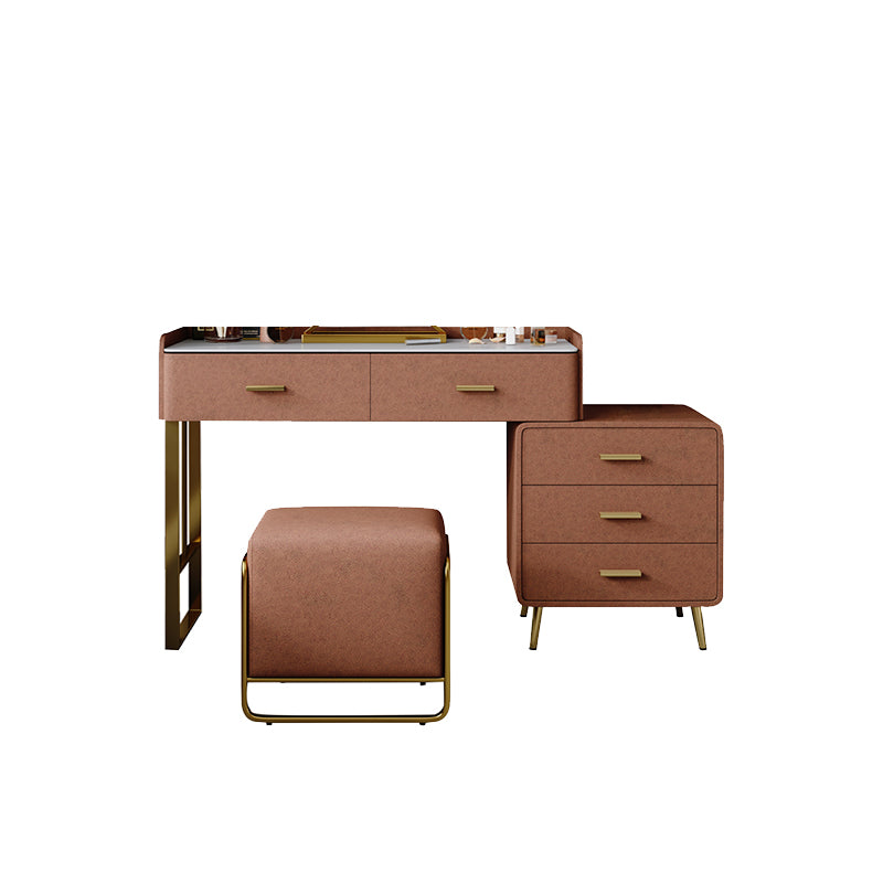 Solid Wood Makeup Vanity Desk Lighted Mirror Dressing Table Stool Set