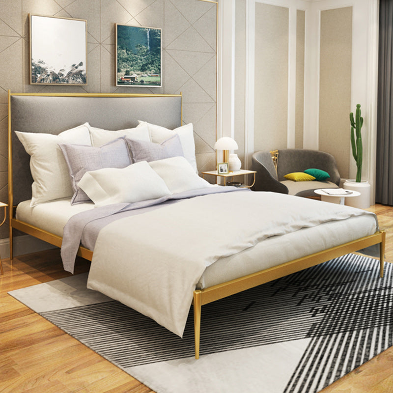 Modern Metal Platform Bed Standard Bed with Upholstered Headboard