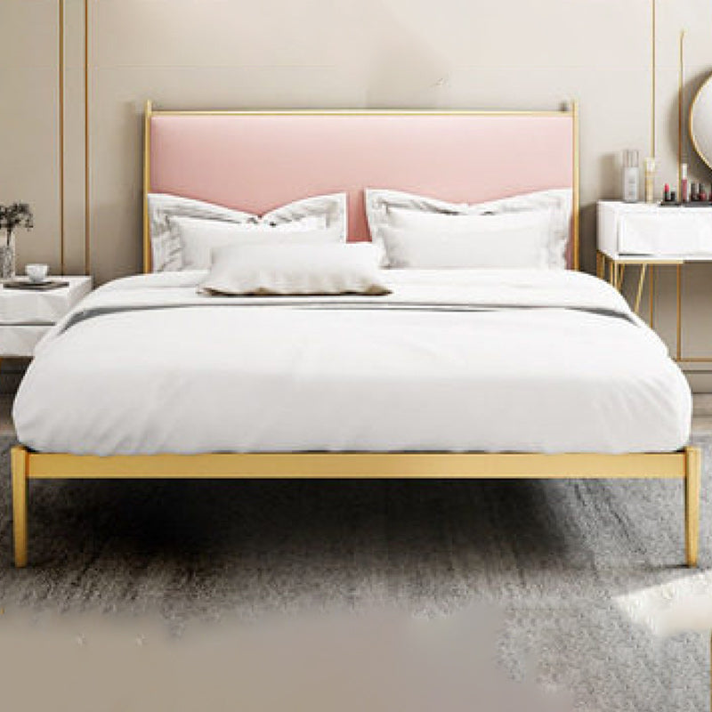 Modern Metal Platform Bed Standard Bed with Upholstered Headboard
