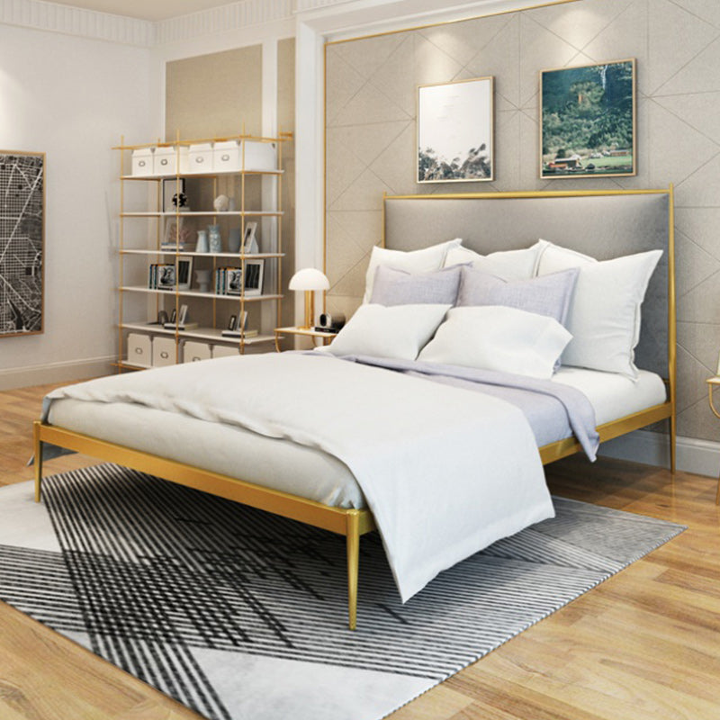 Modern Metal Platform Bed Standard Bed with Upholstered Headboard