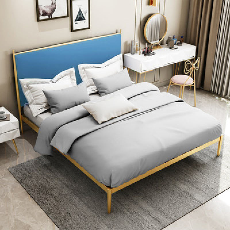 Modern Metal Platform Bed Standard Bed with Upholstered Headboard