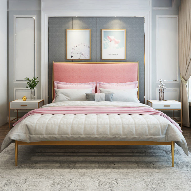 Modern Metal Platform Bed Standard Bed with Upholstered Headboard