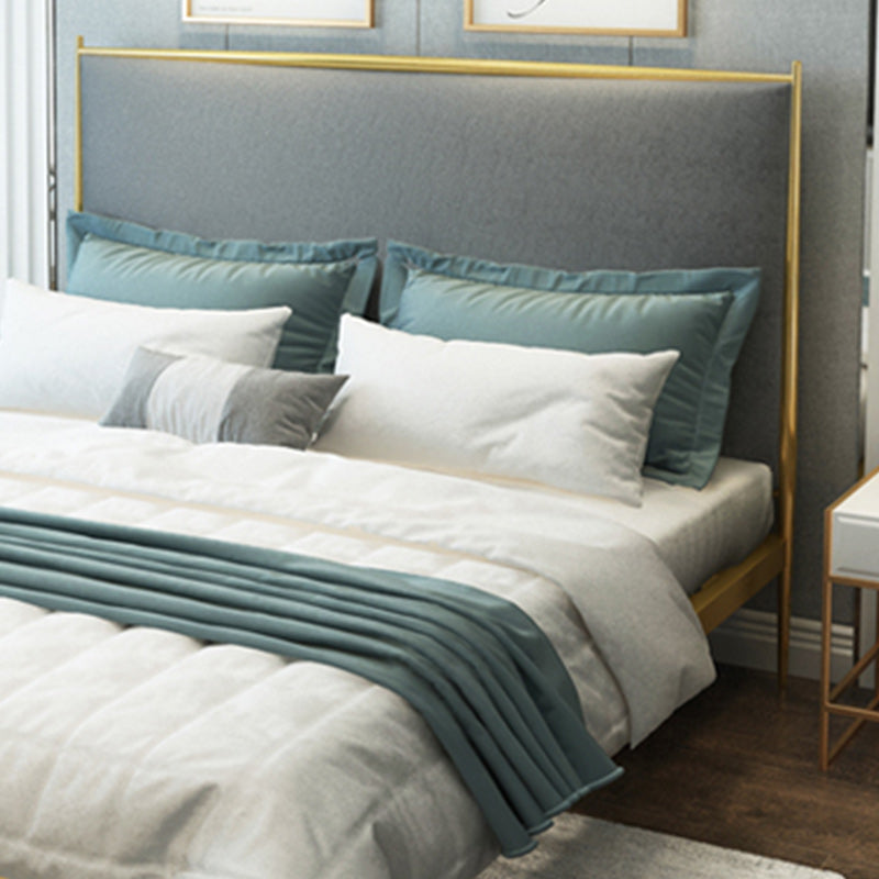 Modern Metal Platform Bed Standard Bed with Upholstered Headboard