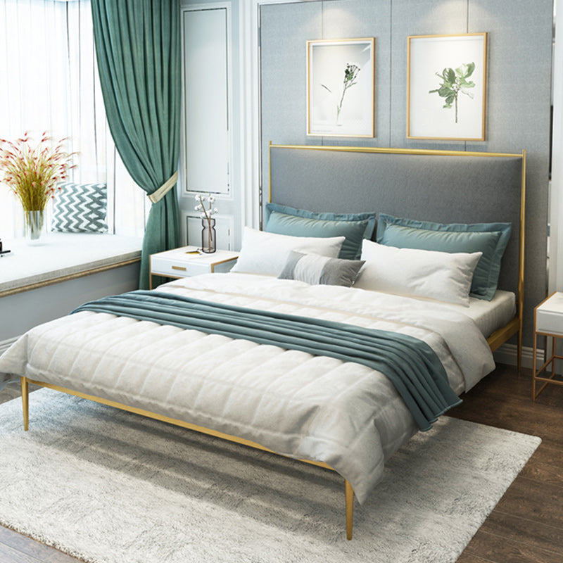Modern Metal Platform Bed Standard Bed with Upholstered Headboard