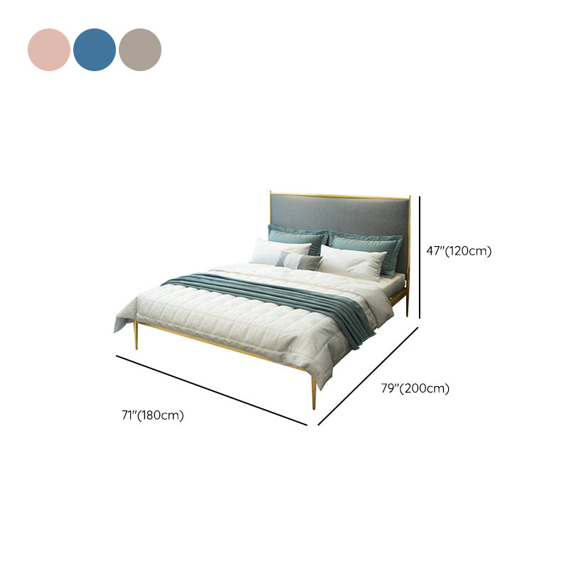 Modern Metal Platform Bed Standard Bed with Upholstered Headboard