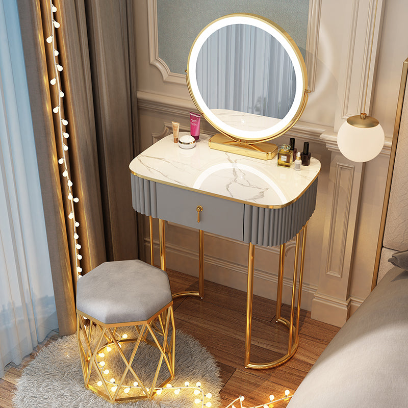 Storage Makeup Vanity Desk Bedroom Dressing Table Stool Set with Drawer