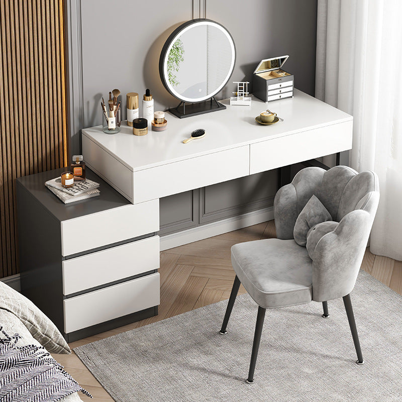 Modern Wooden Vanity Desk in White Modern with Drawers Dressing Table