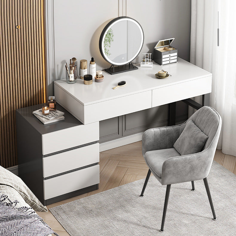 Modern Wooden Vanity Desk in White Modern with Drawers Dressing Table