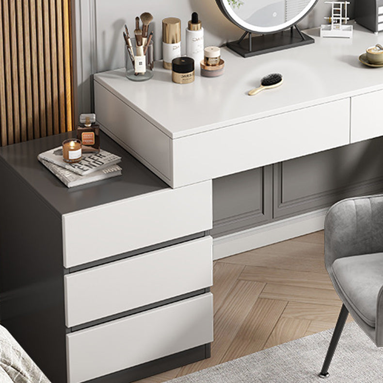 Modern Wooden Vanity Desk in White Modern with Drawers Dressing Table
