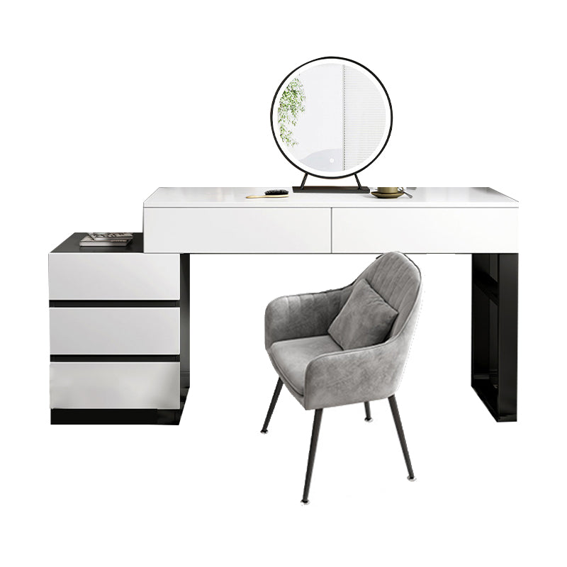 Modern Wooden Vanity Desk in White Modern with Drawers Dressing Table