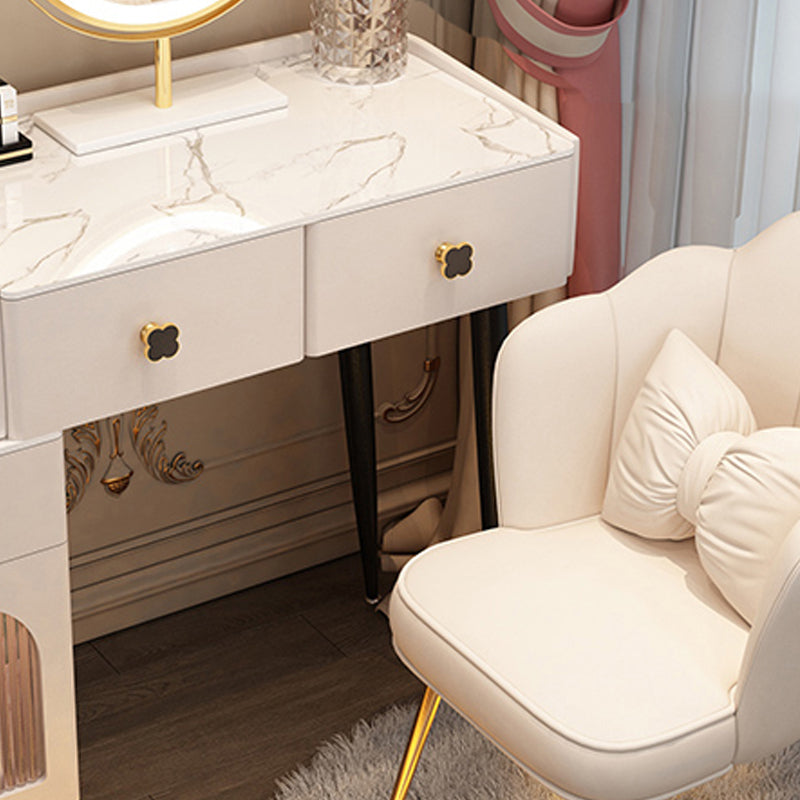 Solid Wood Makeup Vanity Desk Lighted Mirror Makeup Vanity Set with Drawer