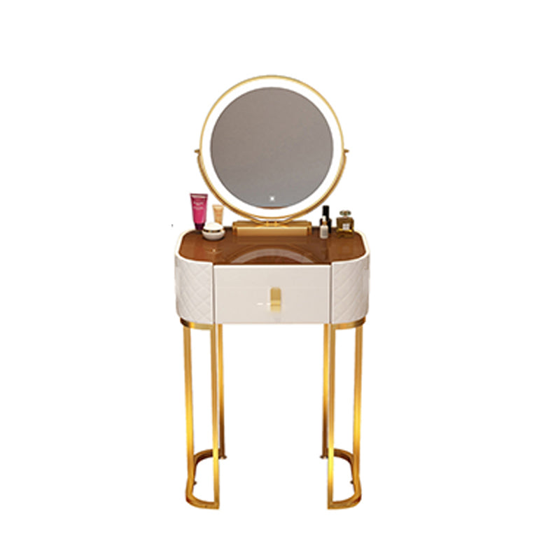 Glass Top Makeup Vanity Desk Bedroom Dressing Table Stool Set with Drawer