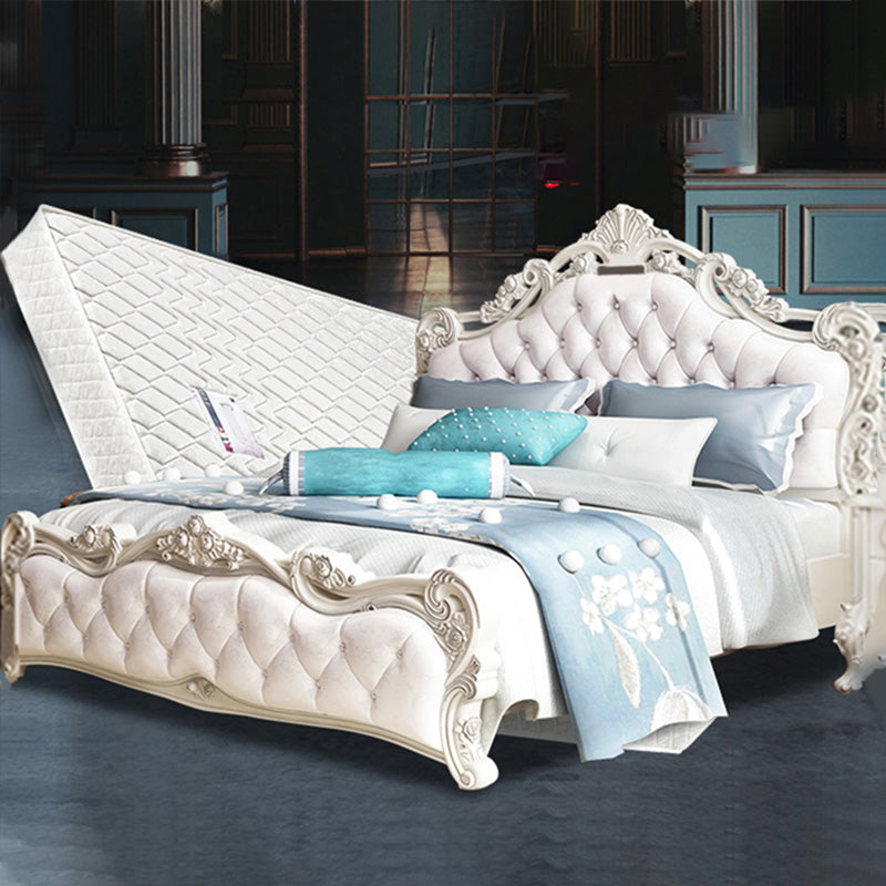 Faux Leather Panel Bed Victorian Standard Bed with Headboard and Footboard