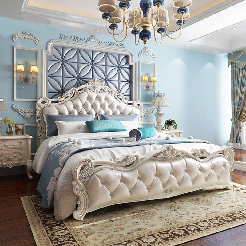 Faux Leather Panel Bed Victorian Standard Bed with Headboard and Footboard