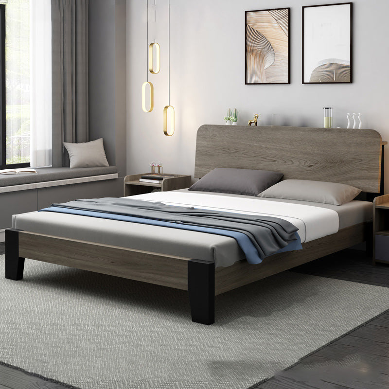 Modern Solid Wood Headboard Standard Bed Mattress Included Bed Frame with Custom Legs