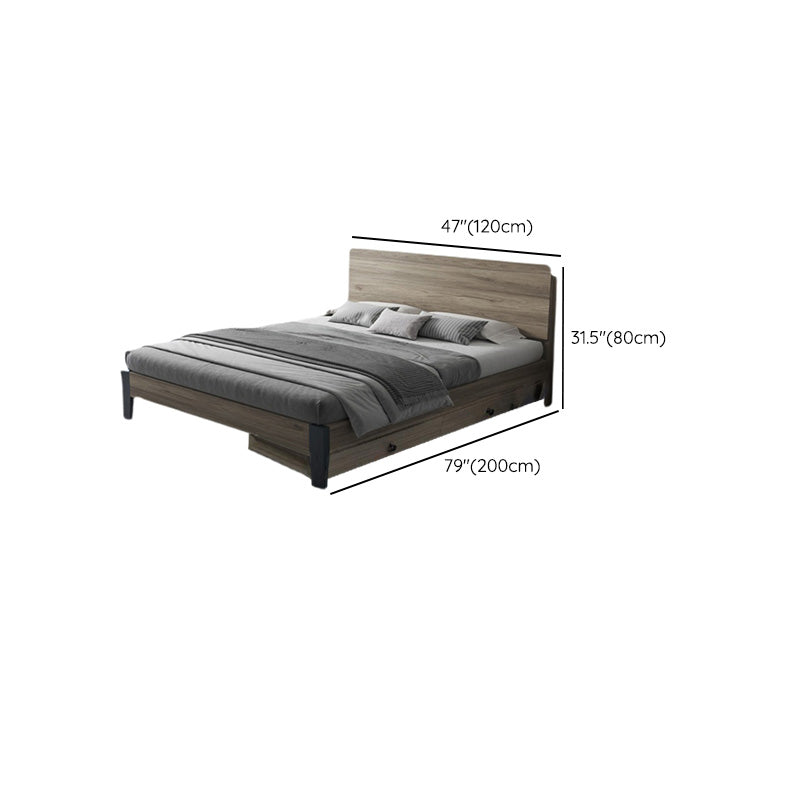Modern Solid Wood Headboard Standard Bed Mattress Included Bed Frame with Custom Legs