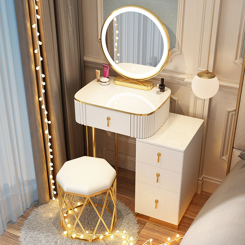 Solid Wood Makeup Vanity Desk Lighted Mirror Makeup Vanity Set