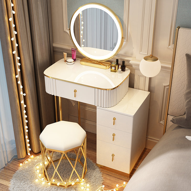 Solid Wood Makeup Vanity Desk Lighted Mirror Makeup Vanity Set