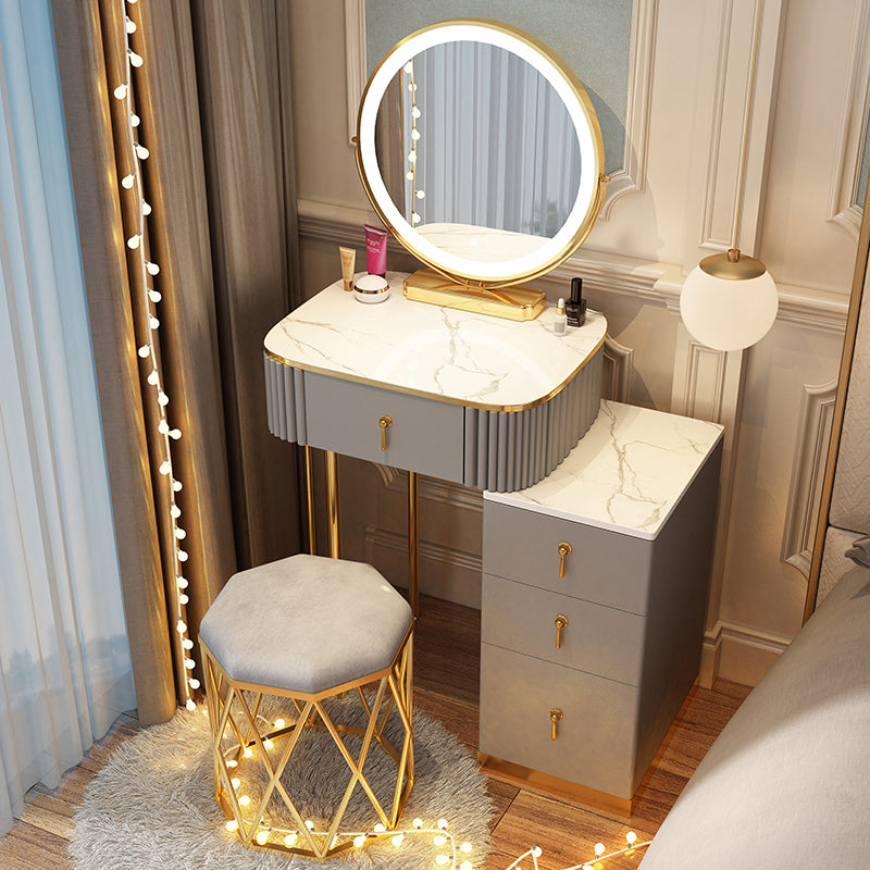 Solid Wood Makeup Vanity Desk Lighted Mirror Makeup Vanity Set