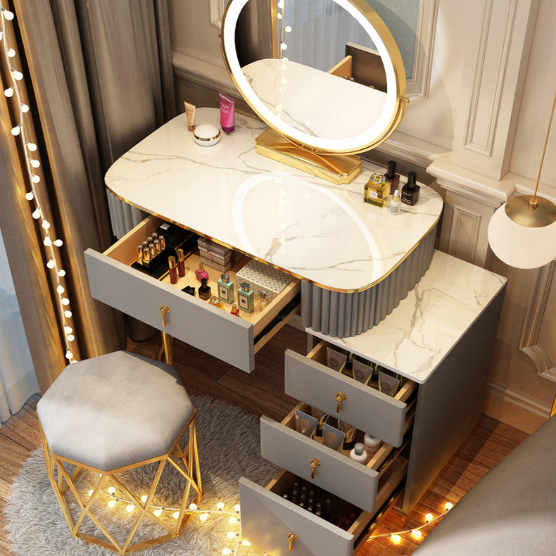 Solid Wood Makeup Vanity Desk Lighted Mirror Makeup Vanity Set
