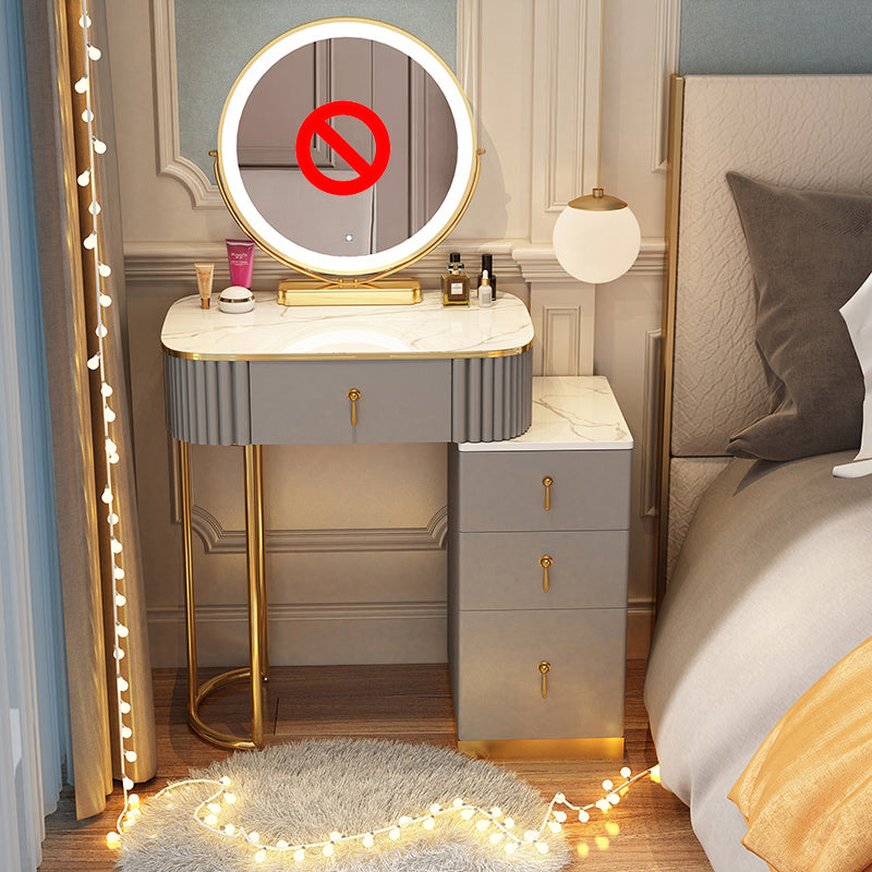 Solid Wood Makeup Vanity Desk Lighted Mirror Makeup Vanity Set