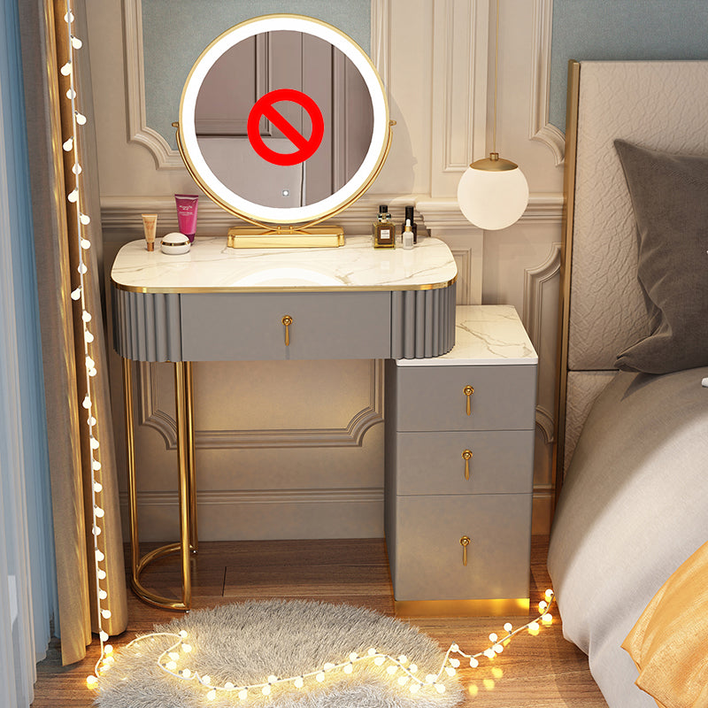 Solid Wood Makeup Vanity Desk Lighted Mirror Makeup Vanity Set
